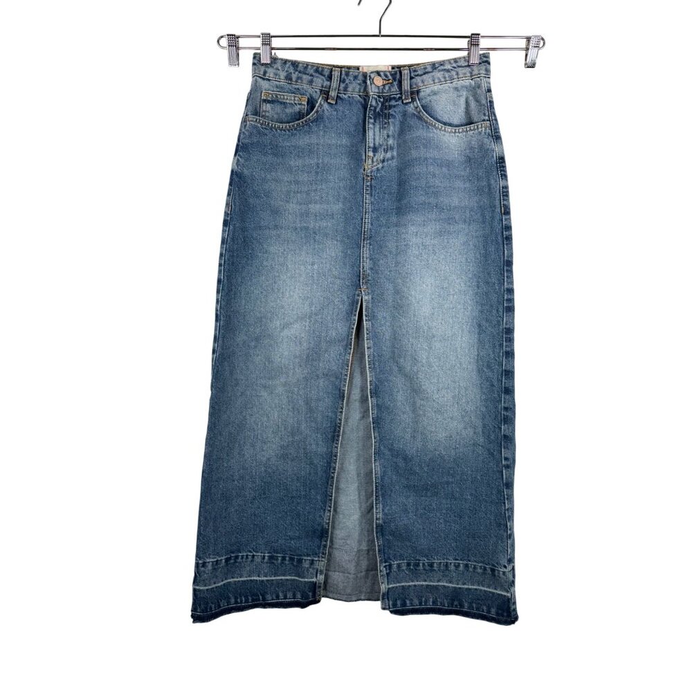 BDG Mandy maxi‎ denim skirt split distressed boho 90s blue sz M
